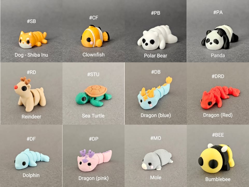 Articulated Mini Animals 3D Printed Fidget Toy | Desk Pet, Stres - photo 3