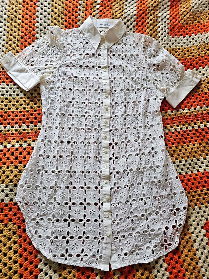 Anne Fontaine Eyelet Button-Up Shirt Dress