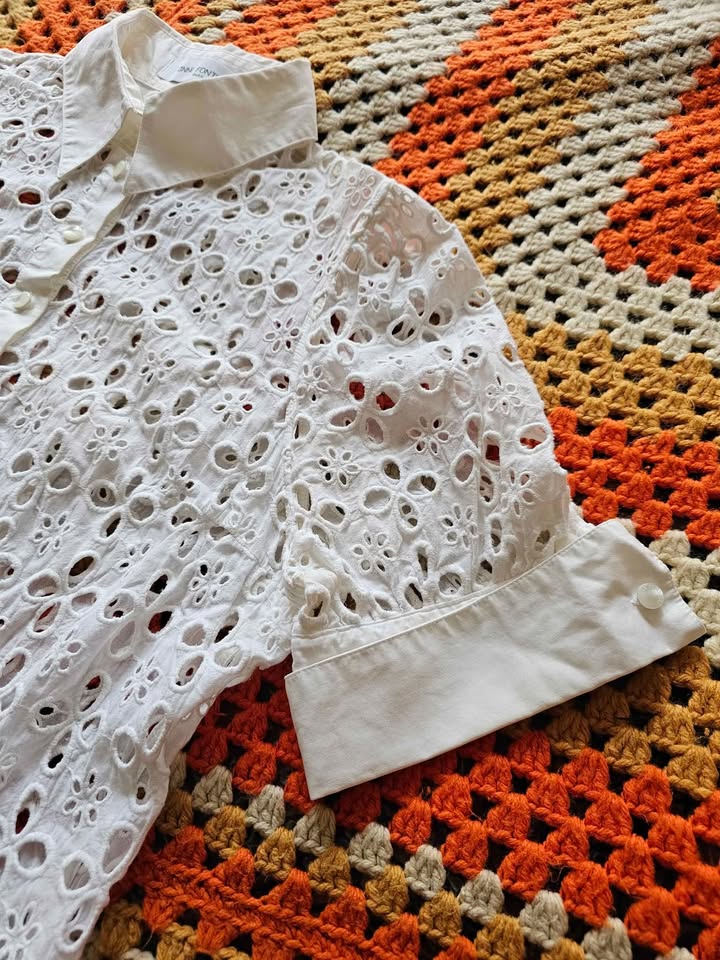 Anne Fontaine Eyelet Button-Up Shirt Dress - photo 4