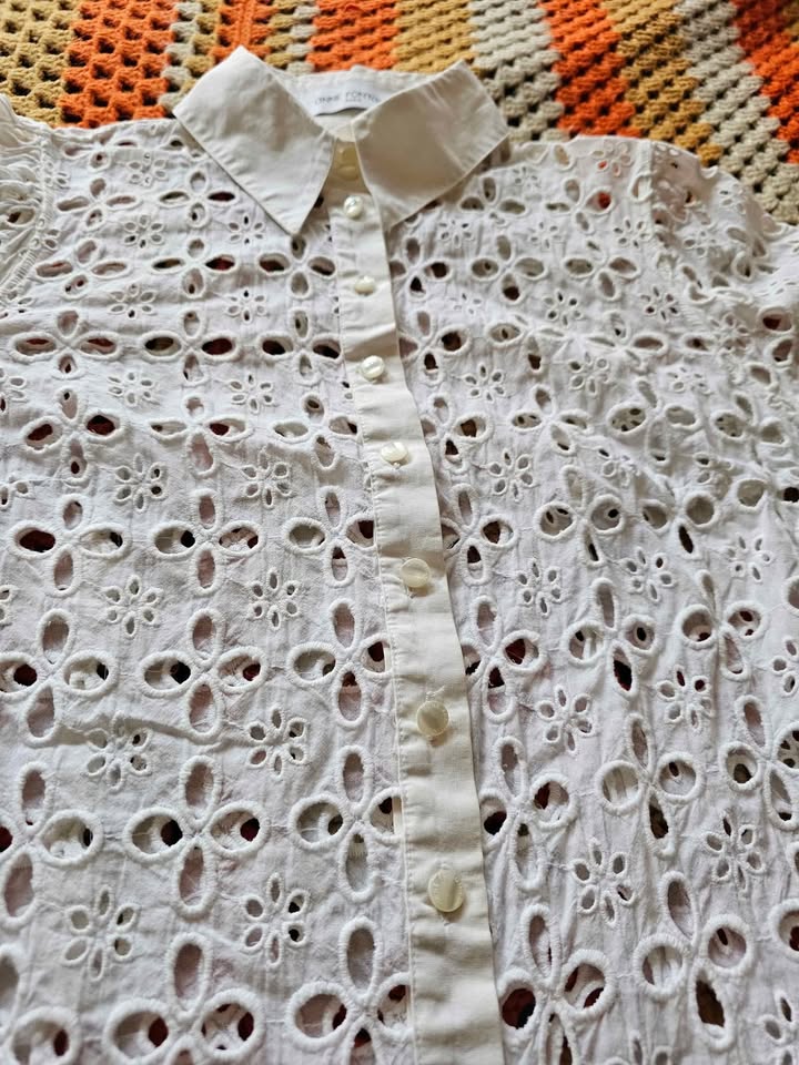 Anne Fontaine Eyelet Button-Up Shirt Dress - photo 5