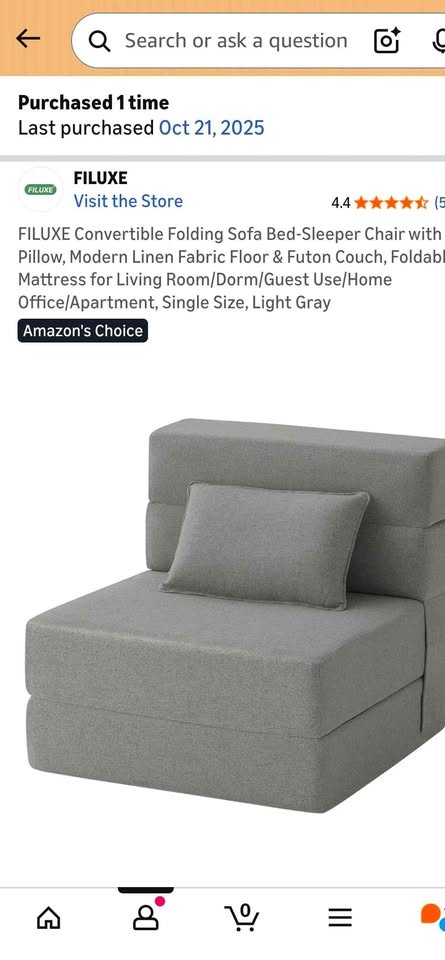 Light Gray Convertible Folding SINGLE SIZE Sofa Bed - photo 2