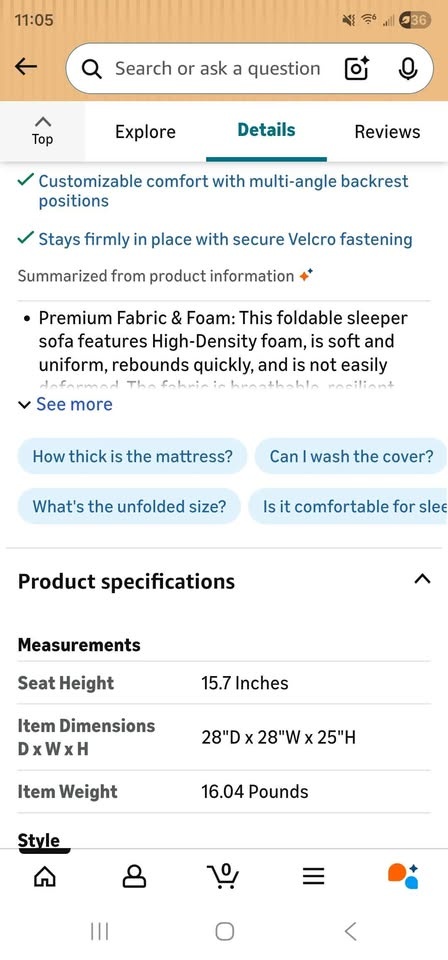 Light Gray Convertible Folding SINGLE SIZE Sofa Bed - photo 4
