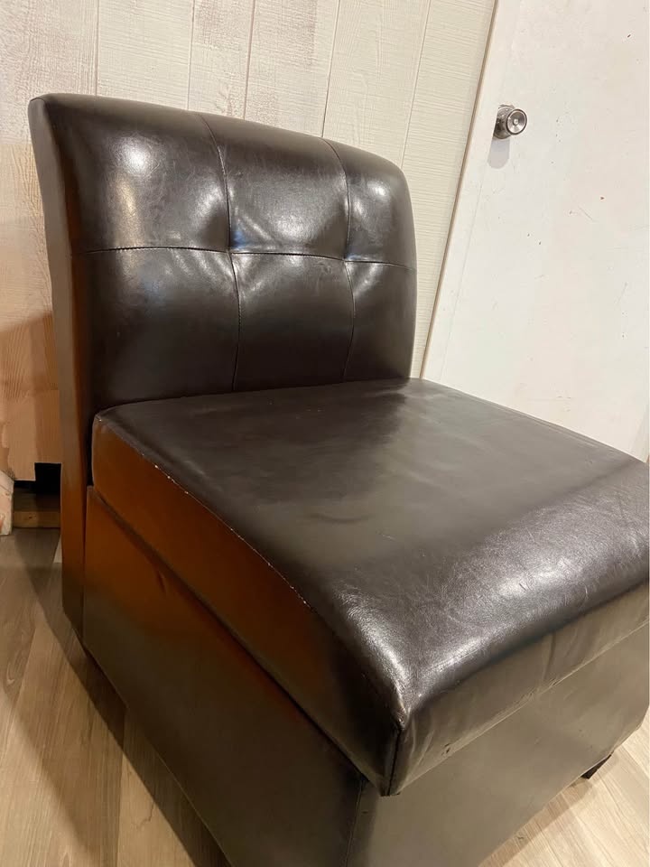 Dark Brown Faux Leather Chair with Storage - photo 2