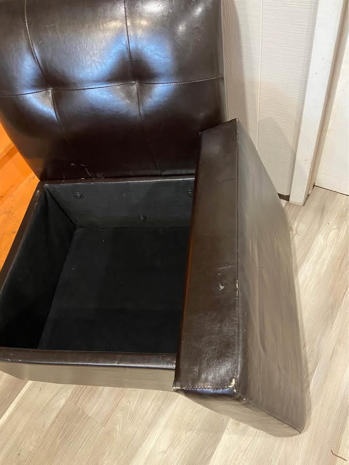 Dark Brown Faux Leather Chair with Storage - photo 3