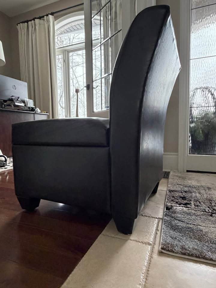 Dark Brown Faux Leather Chair with Storage - photo 4