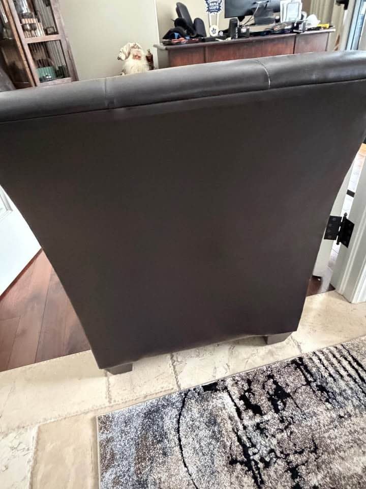 Dark Brown Faux Leather Chair with Storage - photo 5