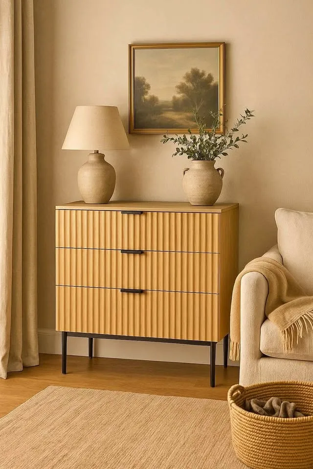 EBERN DESIGNS FLUTED 3 DRESSER DRAWER - NATURAL OAK thumbnail