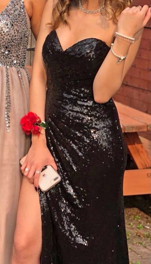 Black Strapless Sequin Prom Dress XS