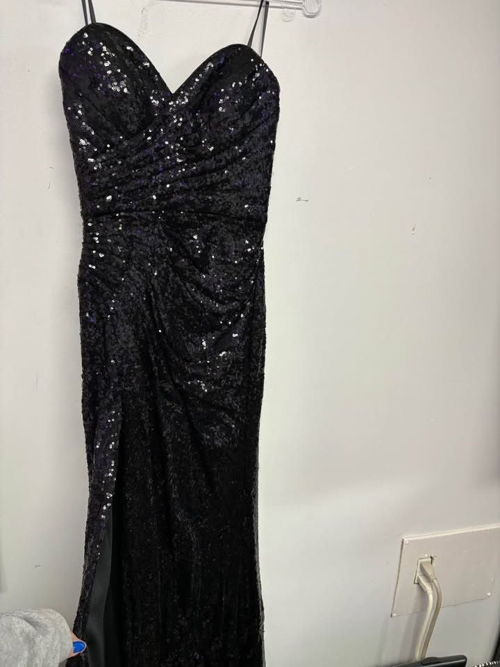 Black Strapless Sequin Prom Dress XS - photo 2