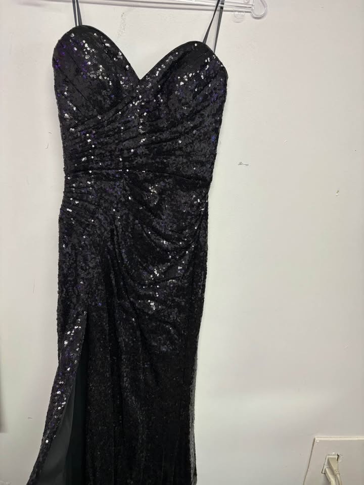 Black Strapless Sequin Prom Dress XS - photo 3