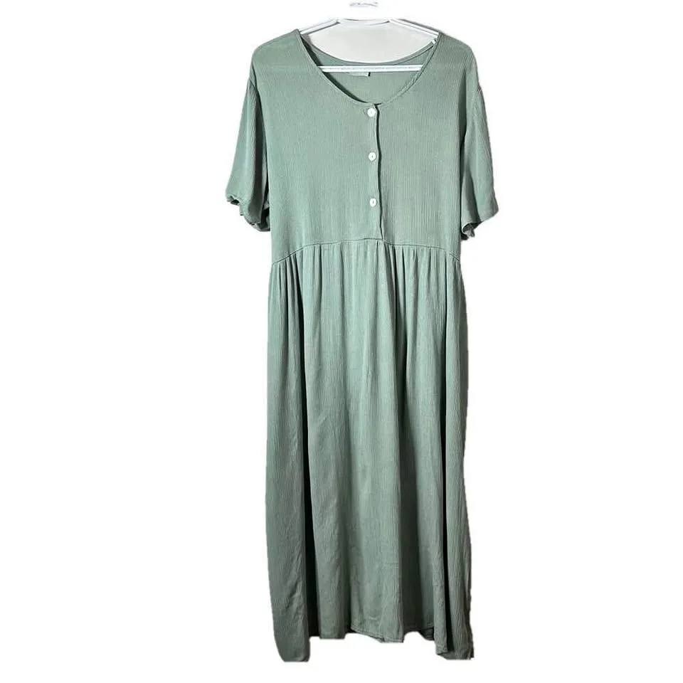 Gloria Vanderbilt Green Midi Dress M thumbnail