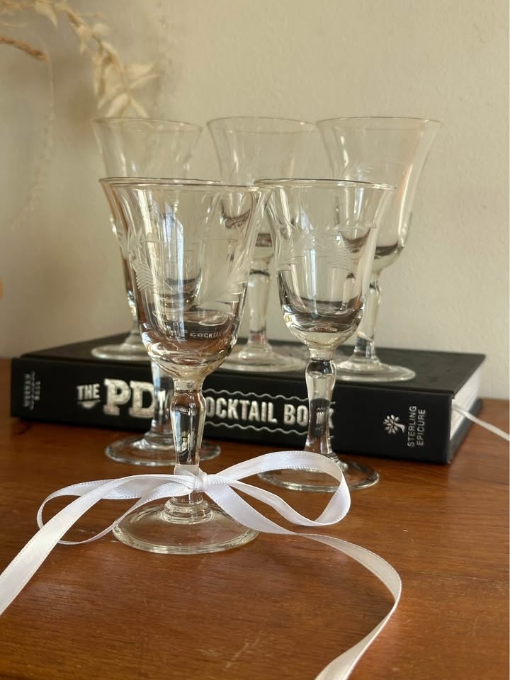 Cocktail glasses - Vintage etched aperitif - photo 2