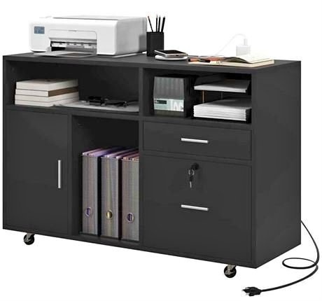 Homcom Mobile Printer Stand with Charging