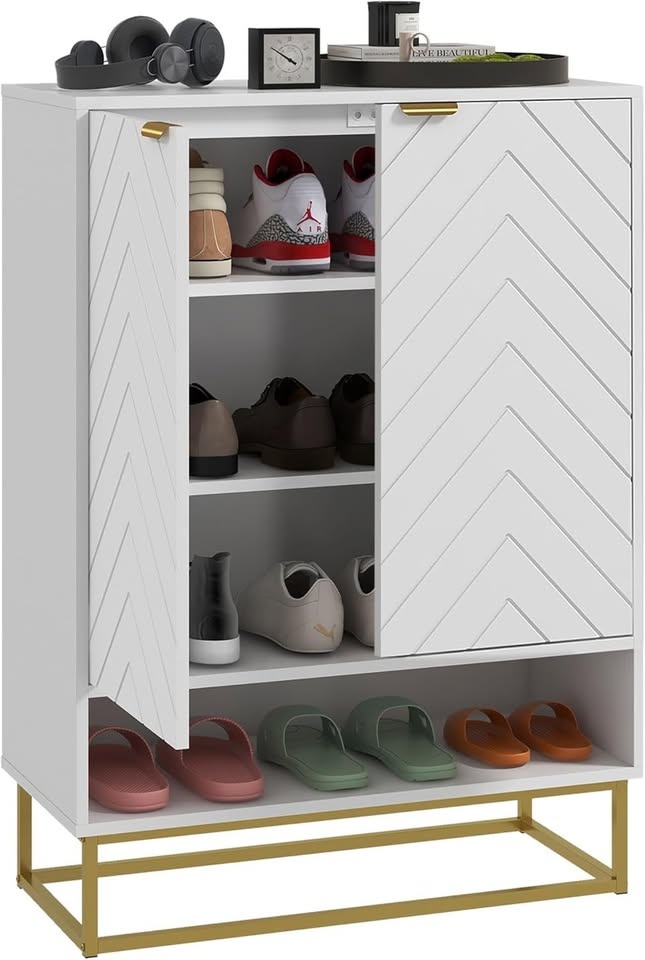 Homcom 37.4" 12-pairs Shoe Storage Cabinet, White - photo 2