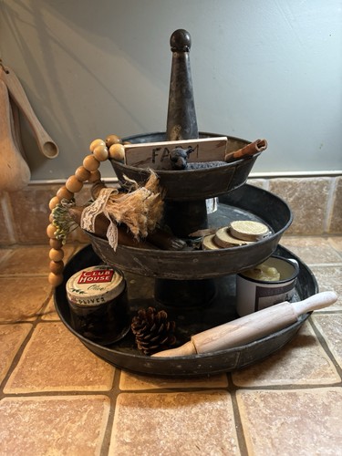 Vintage 3 Tier Metal Tray