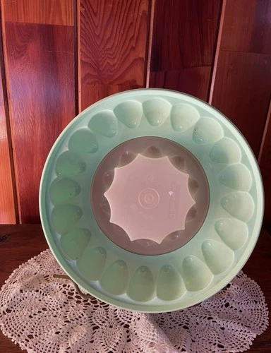 vintage tupperware jello mold green 3 Pieces - photo 3