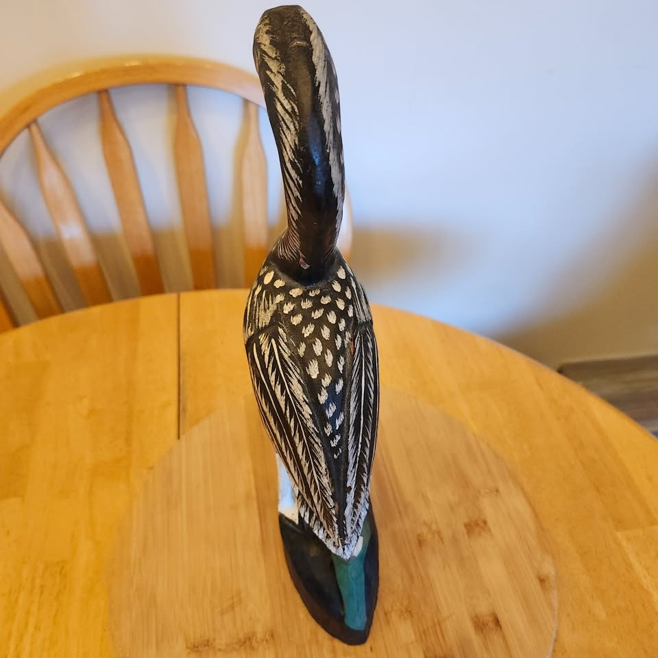 Hand Carved, Wood, Heron on Stand - photo 5
