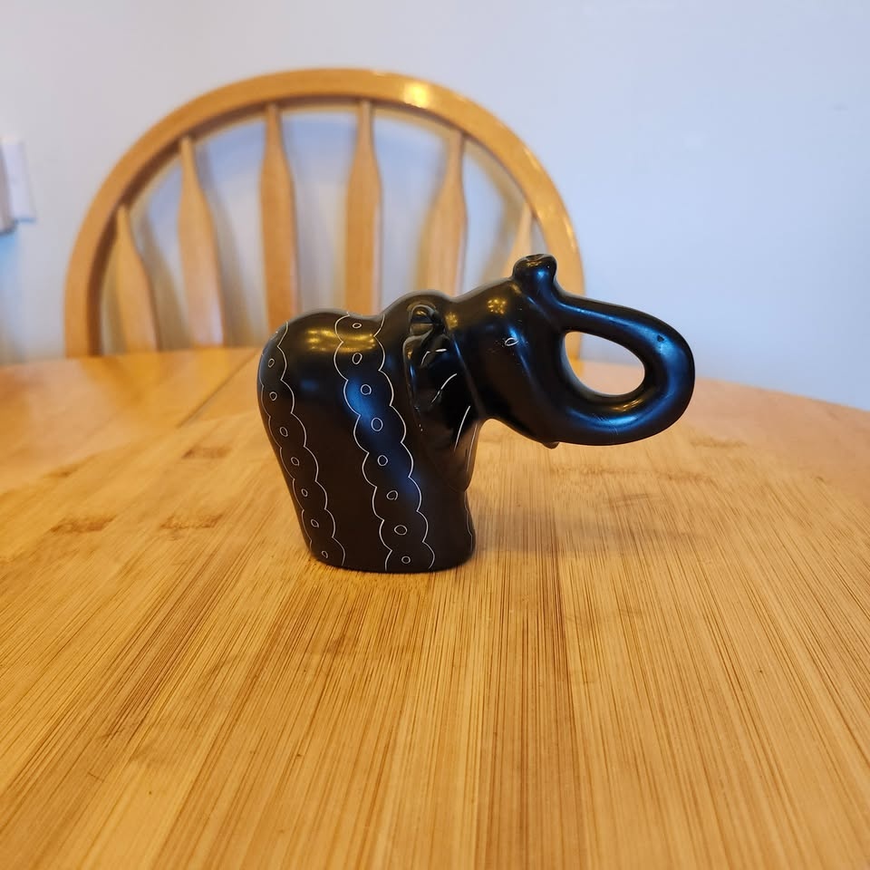 Soapstone Black Elephant Sculpture, Figurine