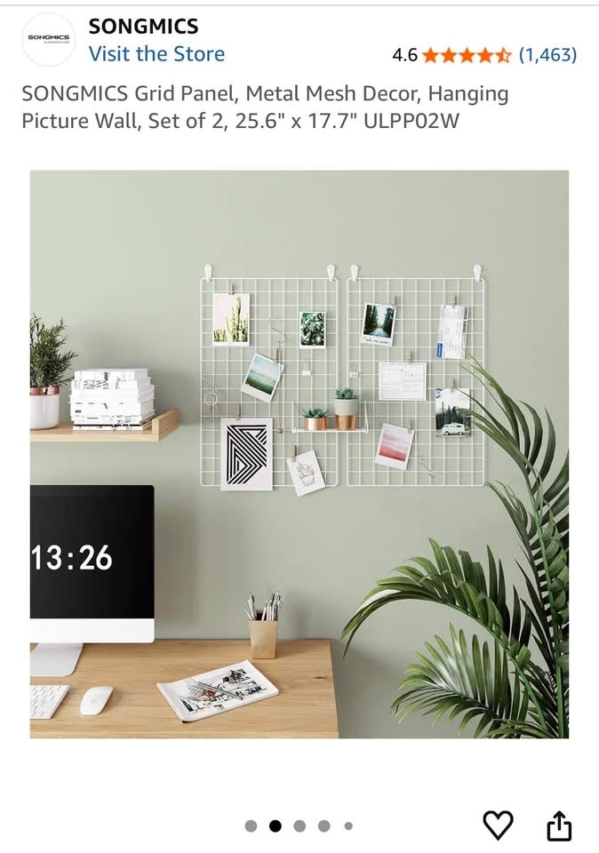 SONGMICS Grid Panel, Metal Mesh Decor, Set of 2 - photo 2
