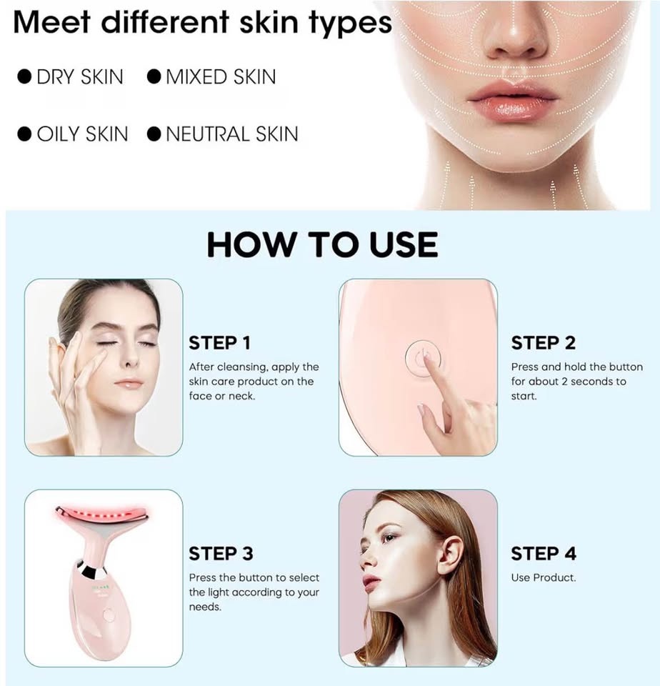 Facial Massager, Portable Face Neck Massager Wand(Pink) - photo 2
