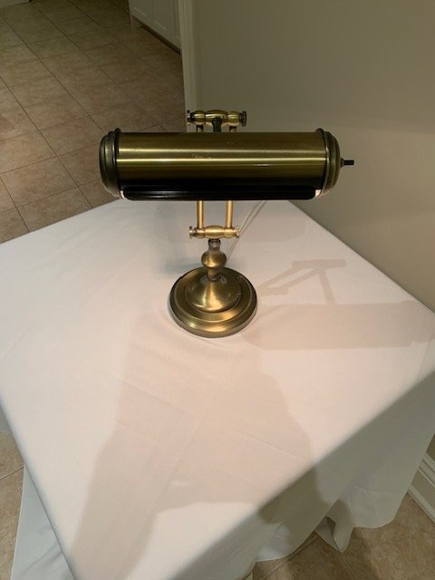 Table Brass Piano Bankers Lamp Vintage - photo 2