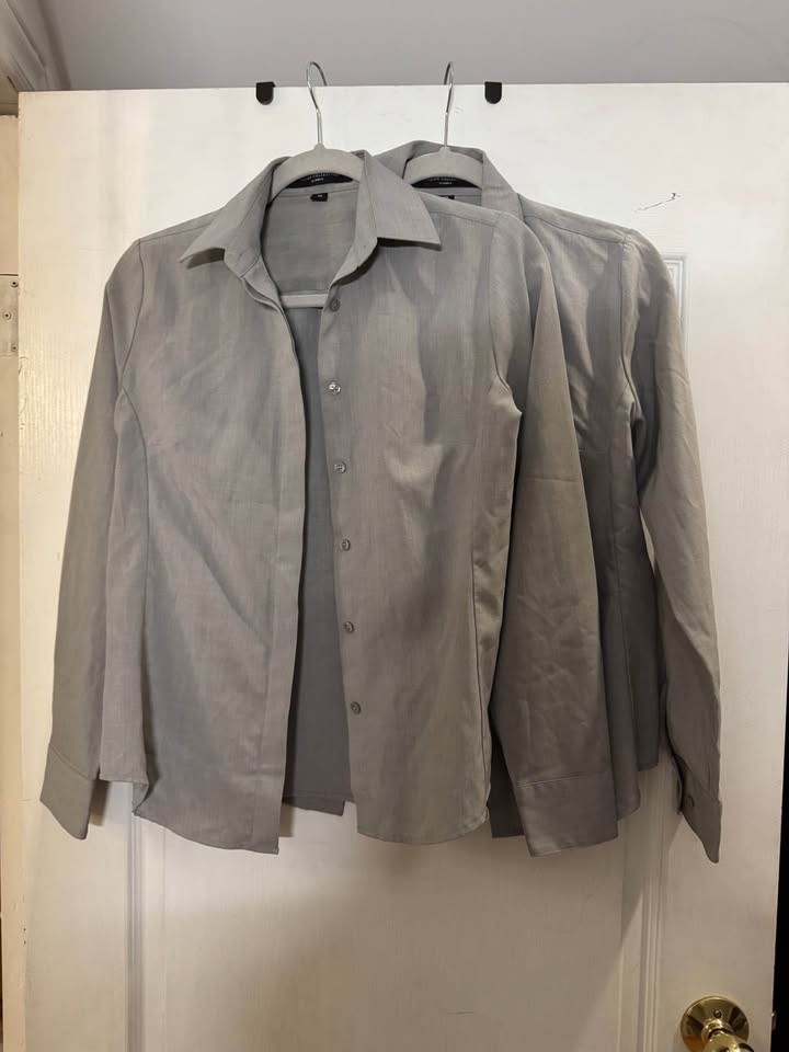 Grey button up shirts