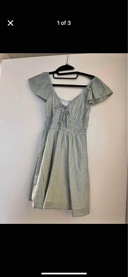 NWOT Gingham Print Mini Dress w/ Built in Shorts