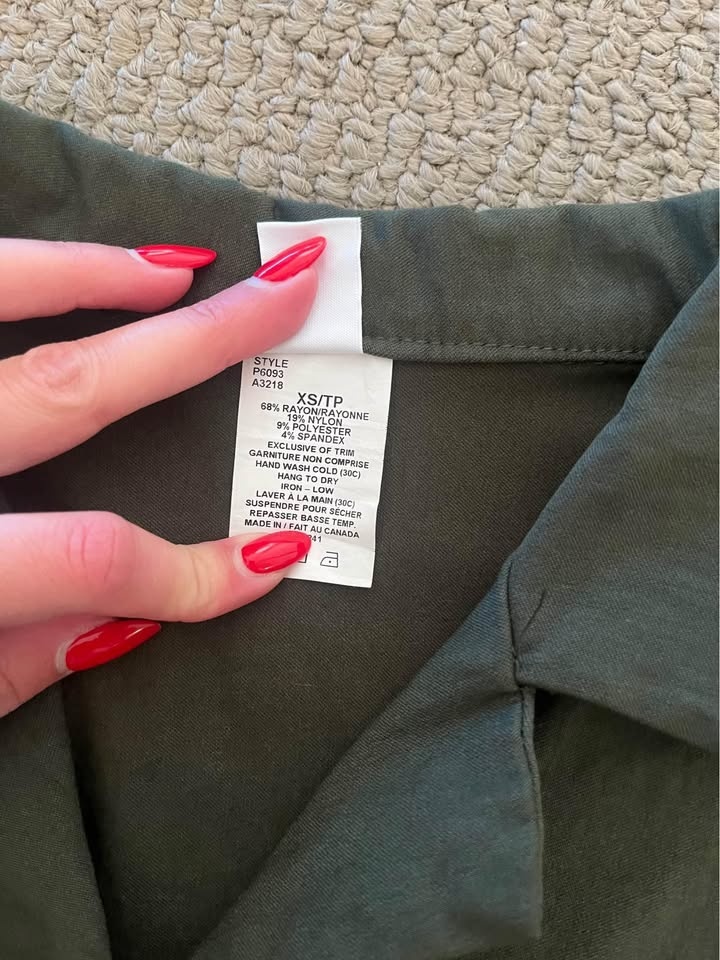 Simons Dark Green Cropped Button Up - photo 3