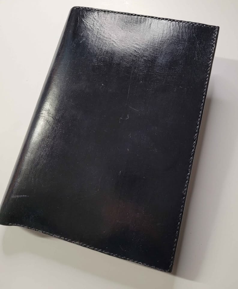 Black Leather Sketchbook Pad with Colored Pencils