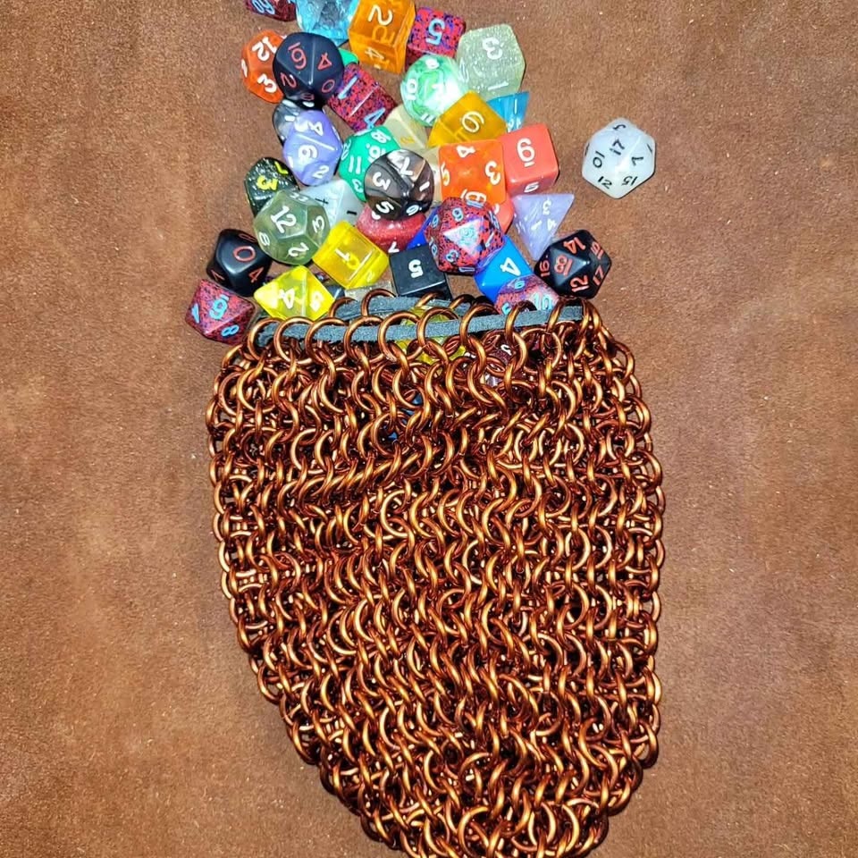 Enameled Copper Chainmail Dice Bag - photo 3