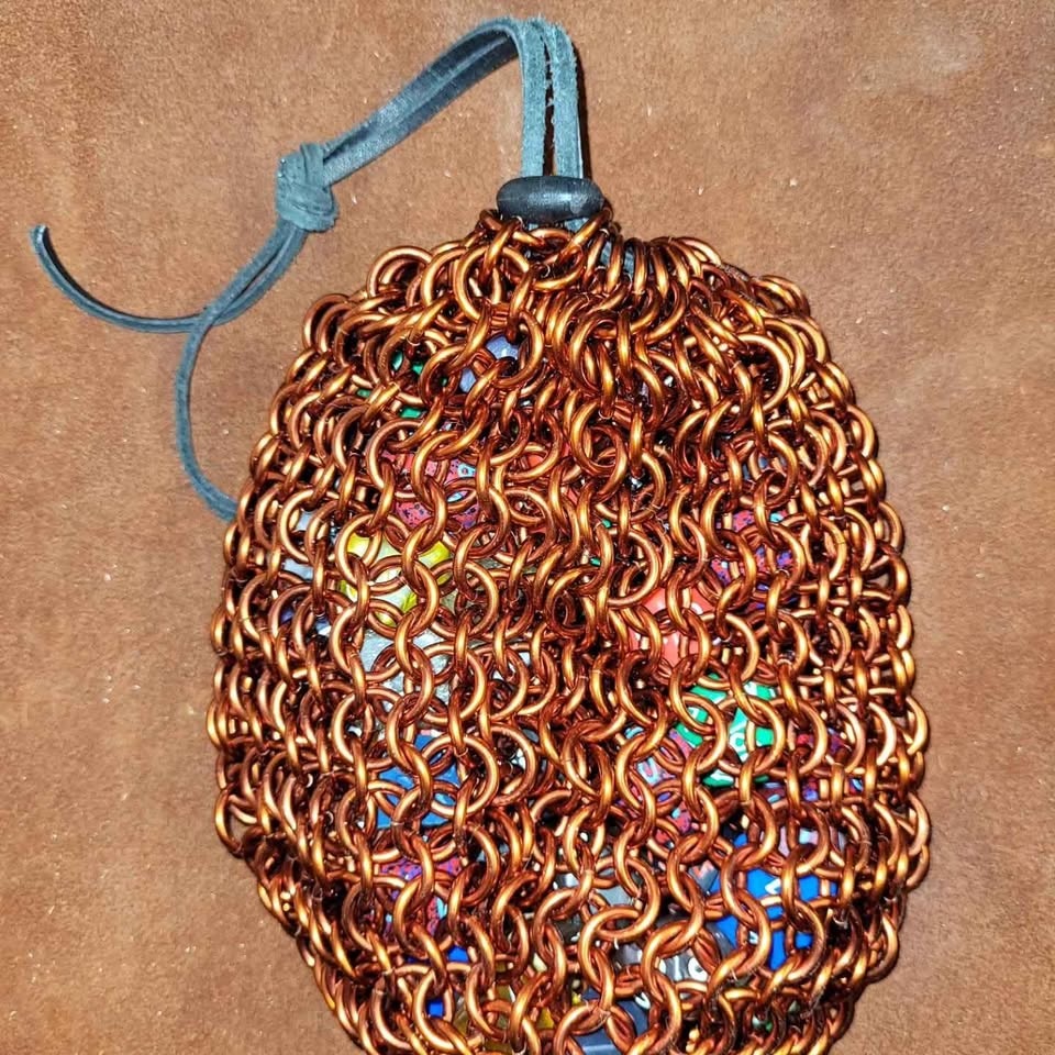 Enameled Copper Chainmail Dice Bag - photo 4