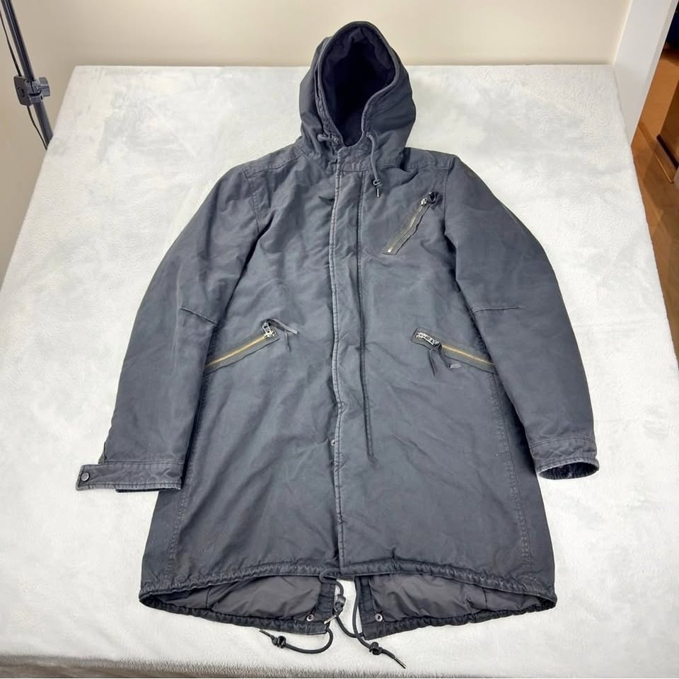 All Saints Kray Black Parka Made in Turkey British Millerain