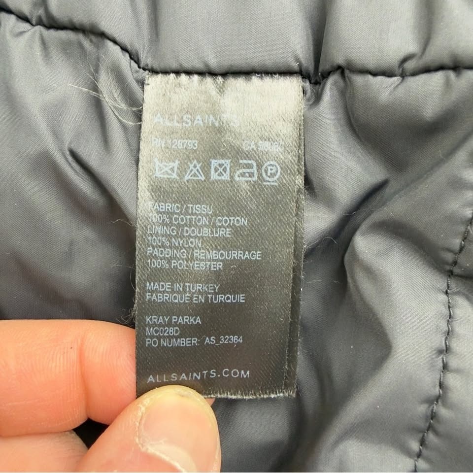 All Saints Kray Black Parka Made in Turkey British Millerain - photo 5