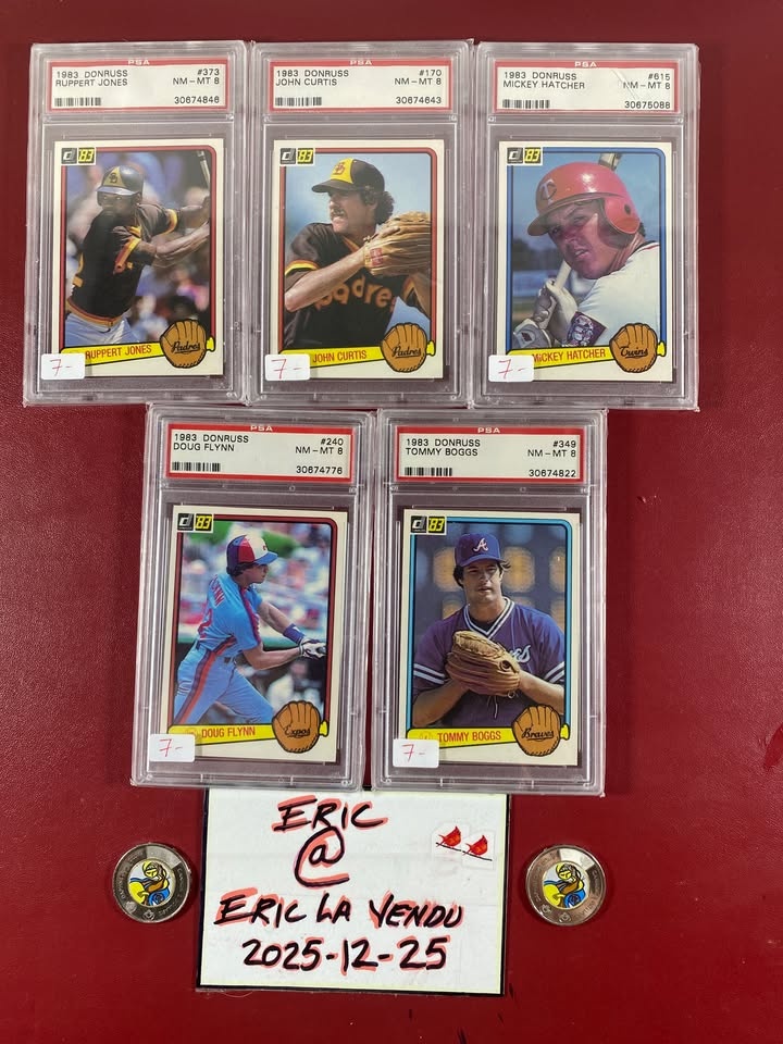 30$ 5 x 1983 PSA 8 Baseball Graded Cards - photo 2
