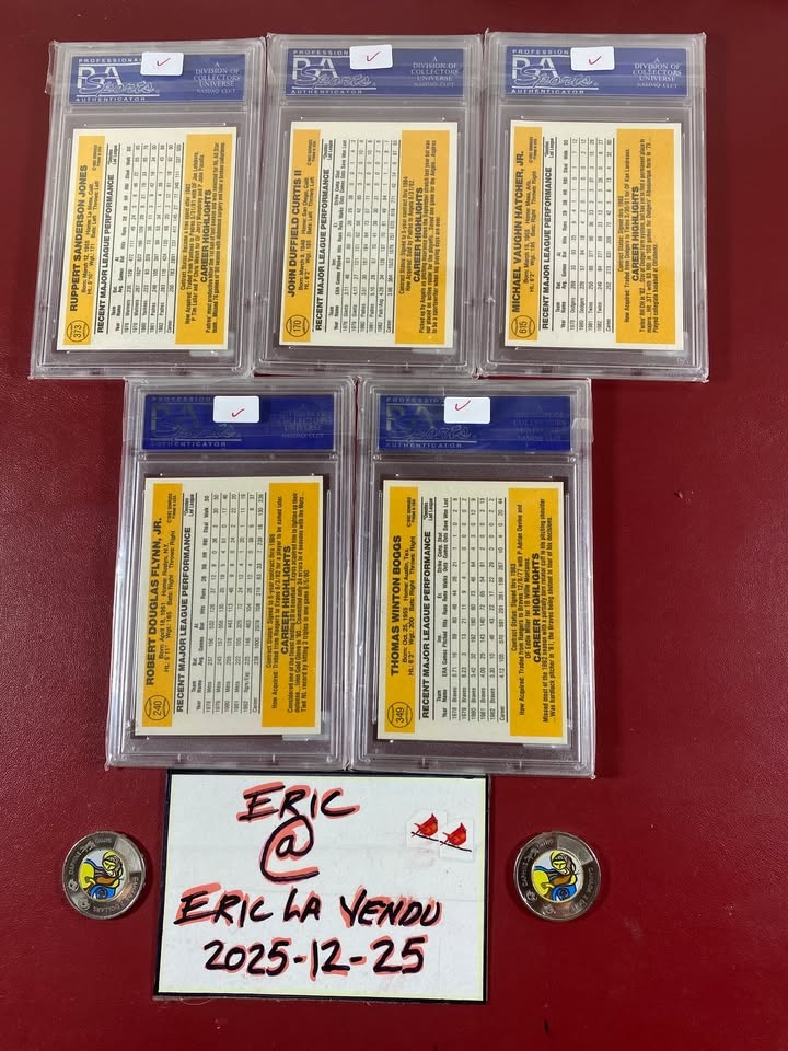 30$ 5 x 1983 PSA 8 Baseball Graded Cards - photo 3