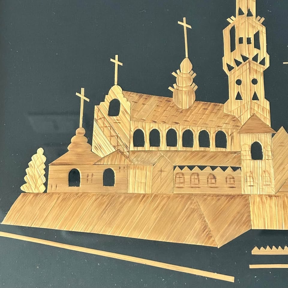 Vintage Straw Art Panel – Jasna Góra Monastery & Black Madonna – - photo 4