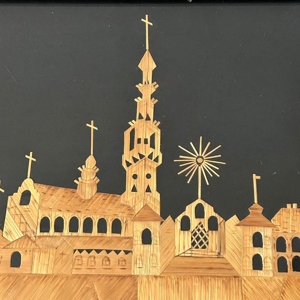Vintage Straw Art Panel – Jasna Góra Monastery & Black Madonna – - photo 5