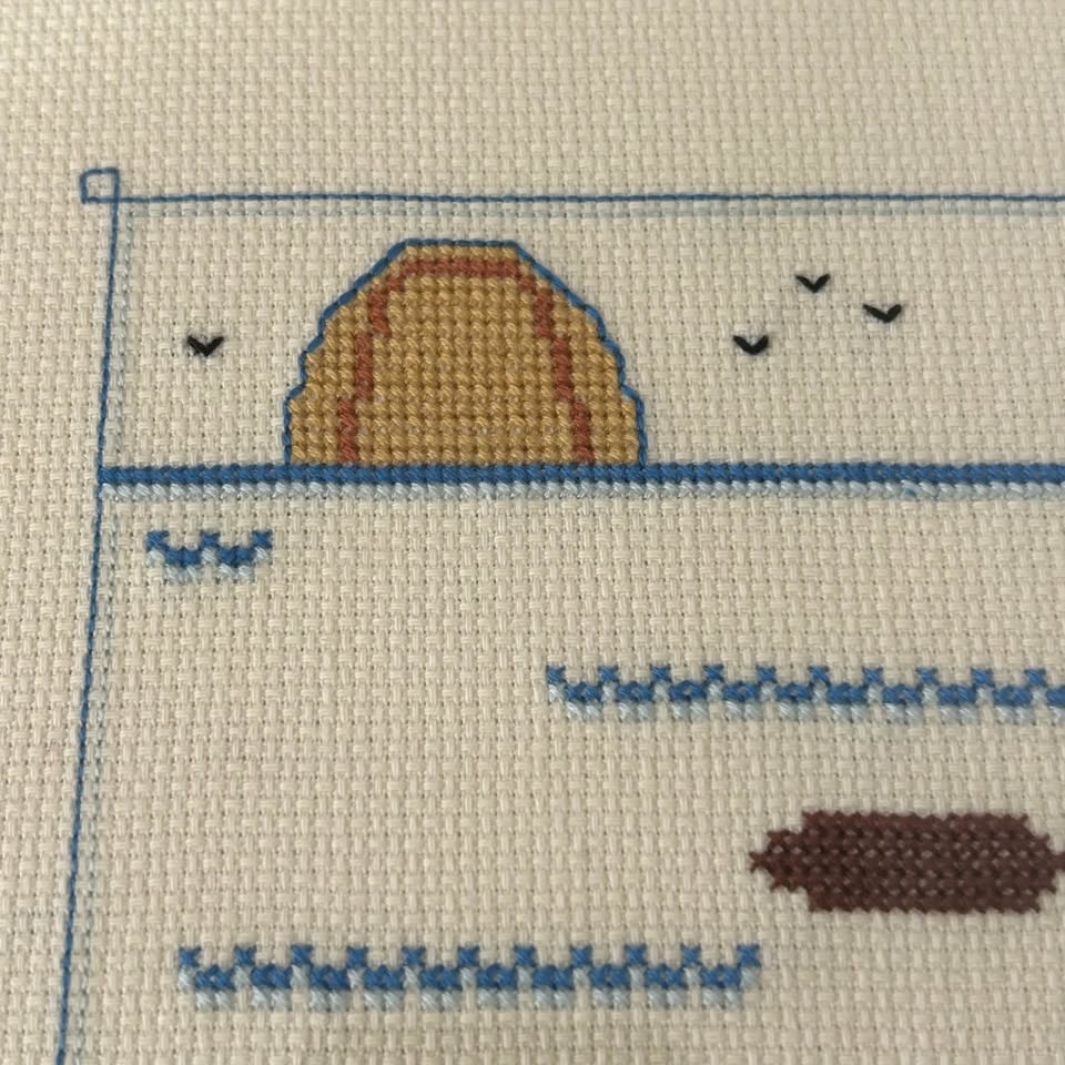 Vintage Framed Cross-Stitch “Kayak Hunter” (1989) - photo 4