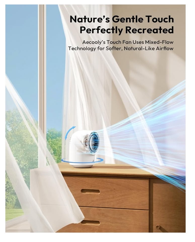 Aecooly Touch Control Desk Fan (White) - photo 3