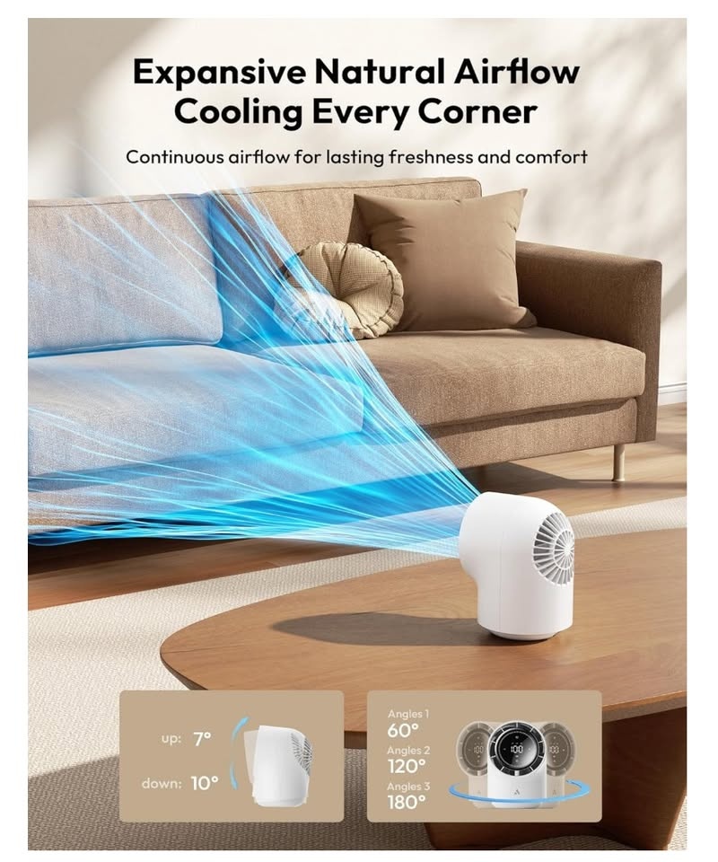 Aecooly Touch Control Desk Fan (White) - photo 4