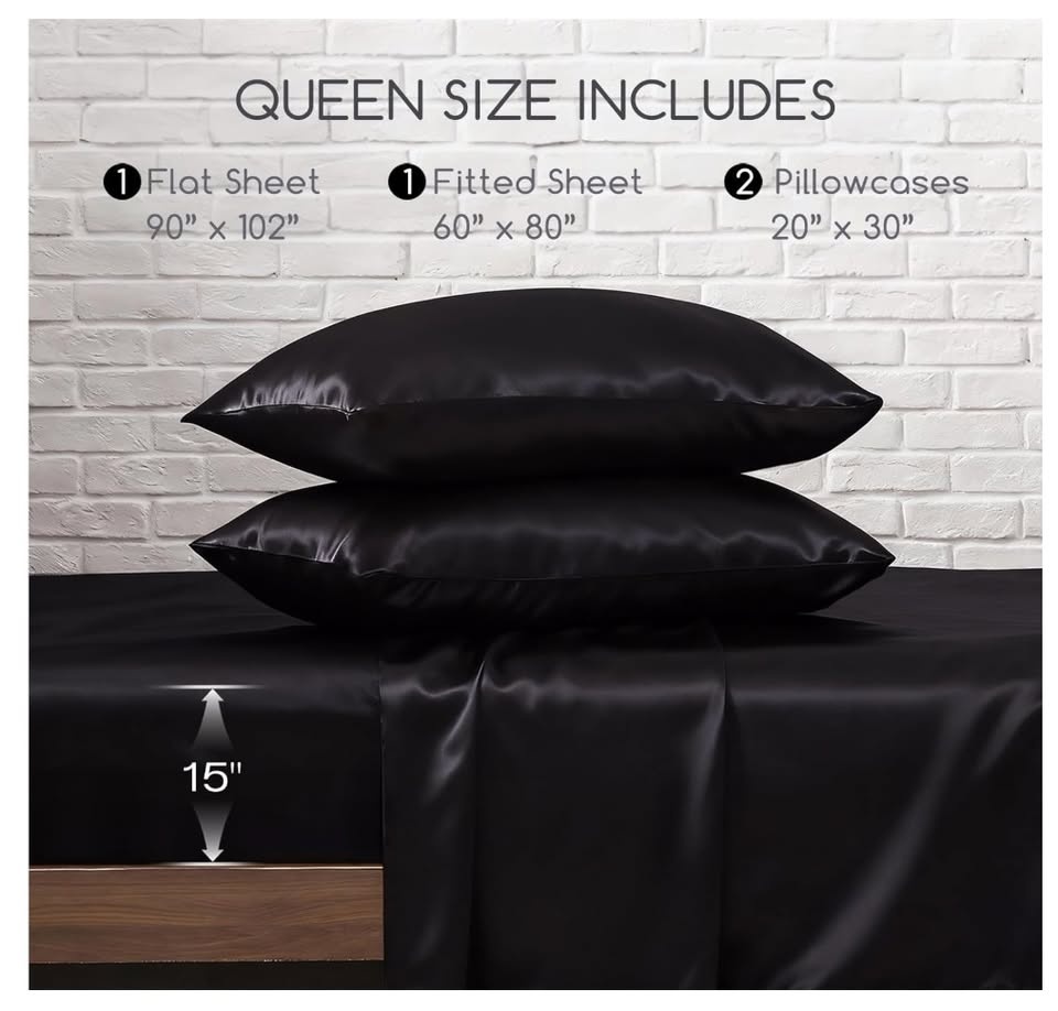 Brand New | MR&HM Satin Bed Sheets, Queen Size, 4 Pcs 🏆 - photo 4