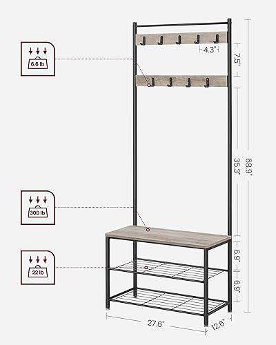 🔥 BRAND NEW – VASAGLE Entryway Coat Rack with Shoe Bench - photo 3