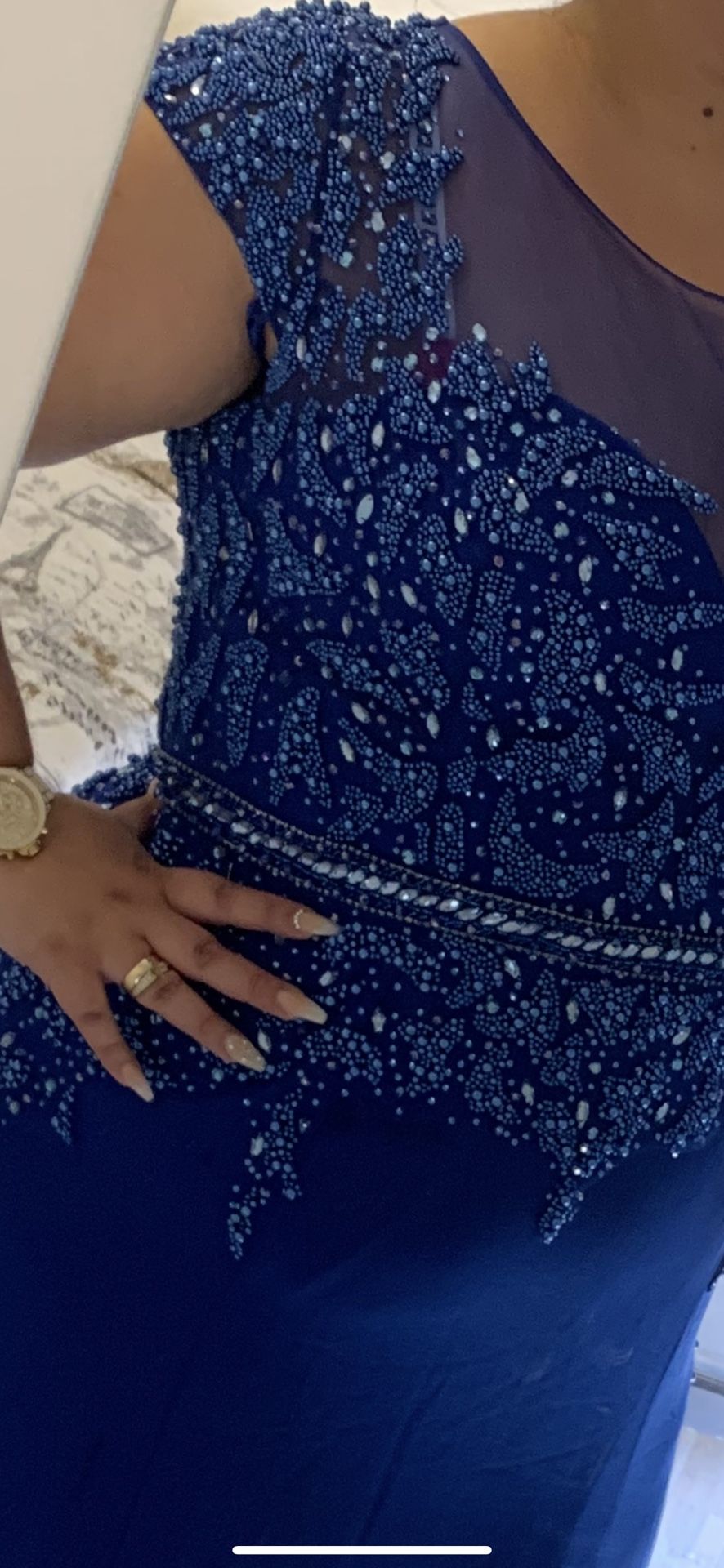 Blue Evening Gown Embellished - Plus Size - photo 3