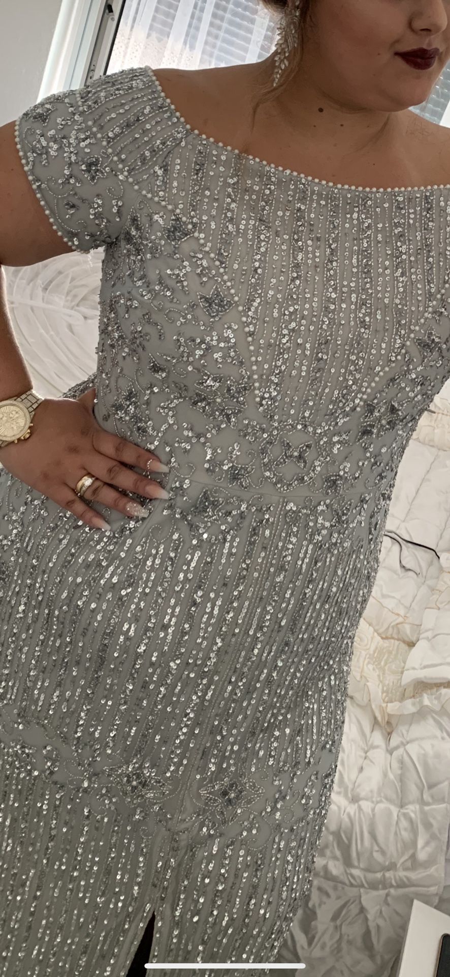 Adrianna Papell Silver Gown - Plus Size - photo 2