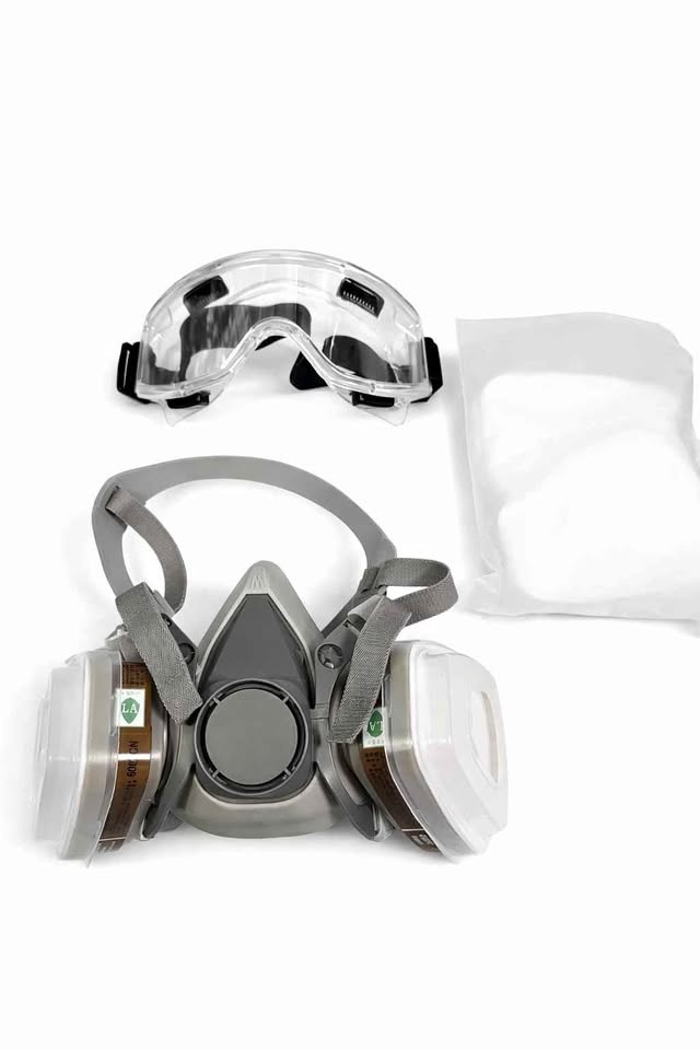 Dual-Filter Respirator Mask + Safety Goggles – Like New $30