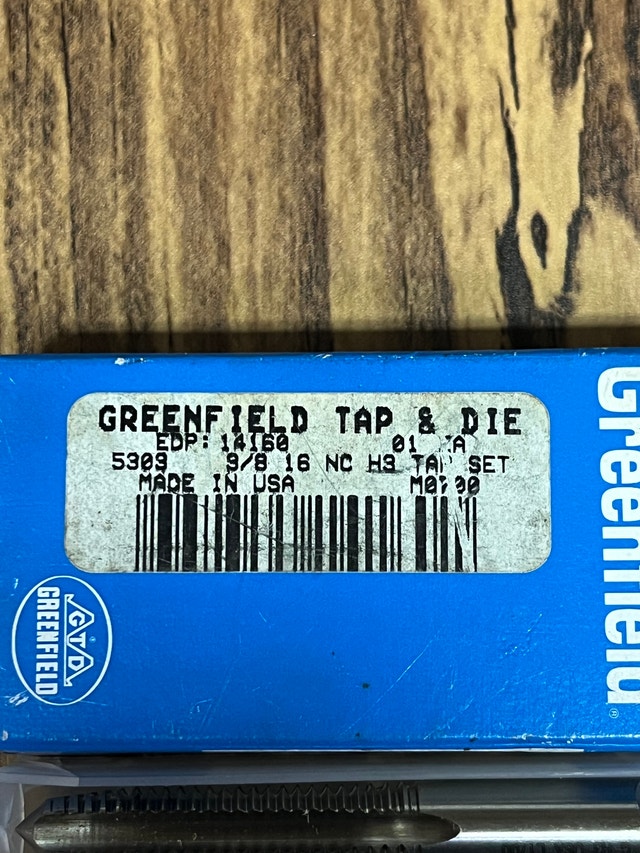 Greenfield 9/8 16 NC H9 Tap Set Tools for Machinists - photo 2