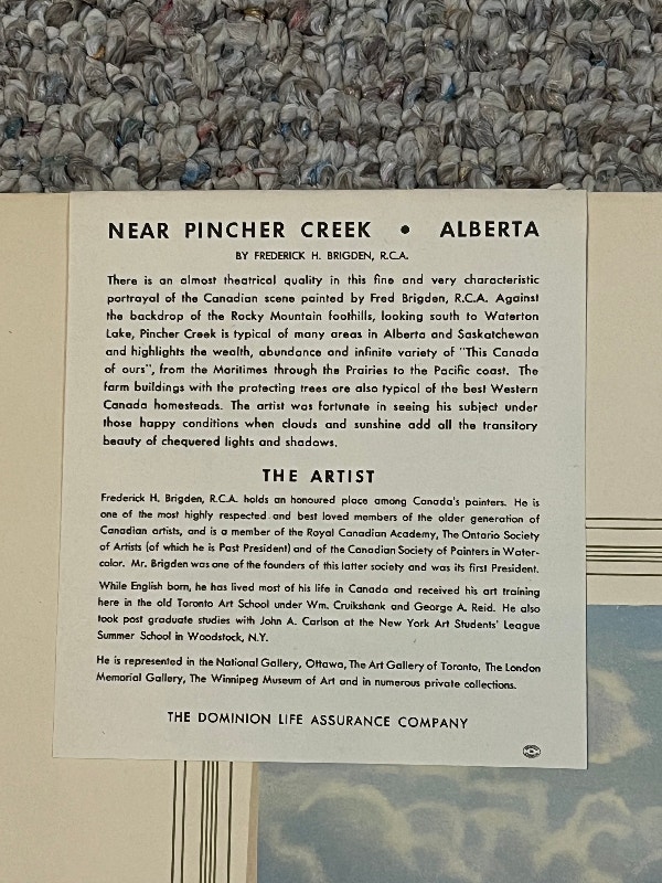 Near Pincher Creek Lithographic Art Print Frederick H. Brigden - photo 2