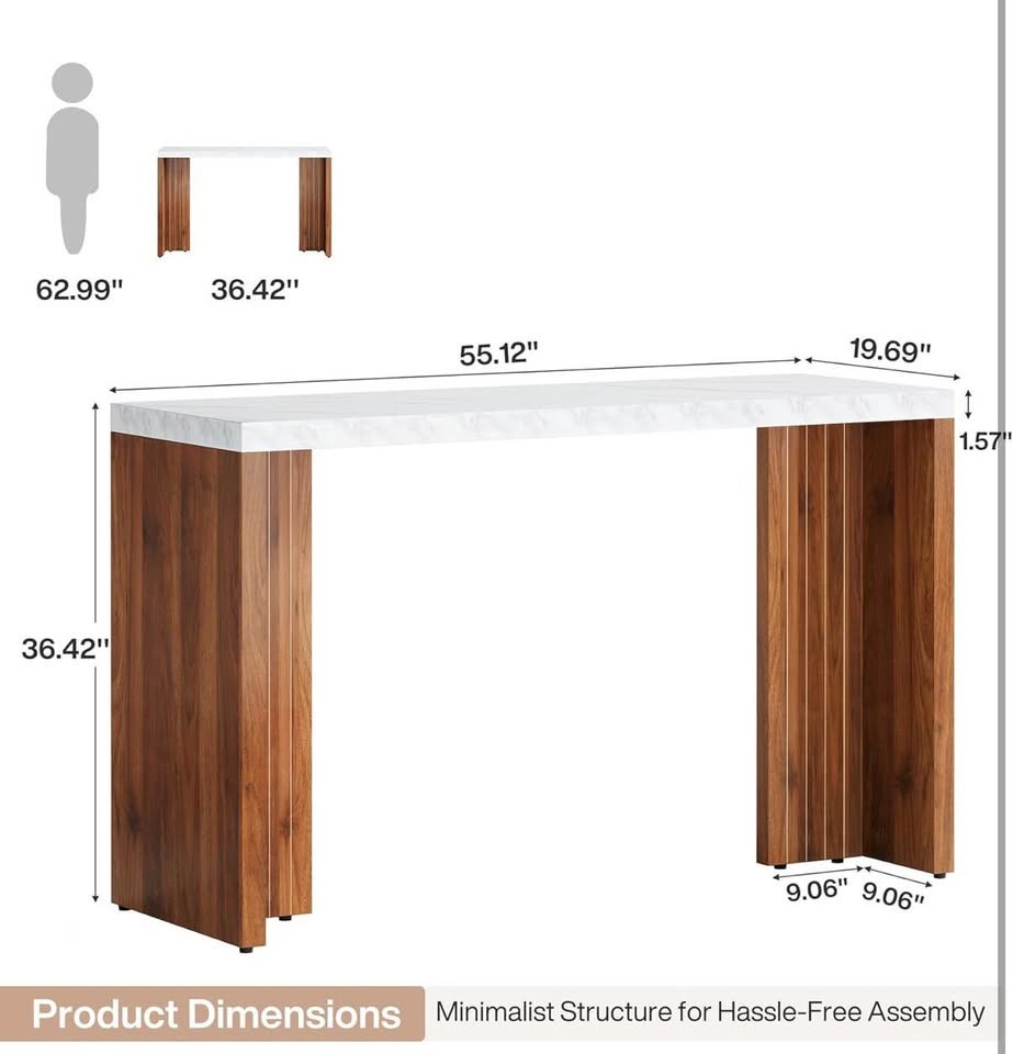 Tribesigns Bar Table, Modern Counter Height Pub Table - photo 2