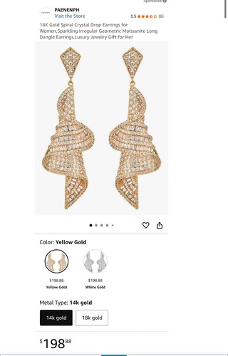 14K Gold Spiral Crystal Drop Earrings - photo 4