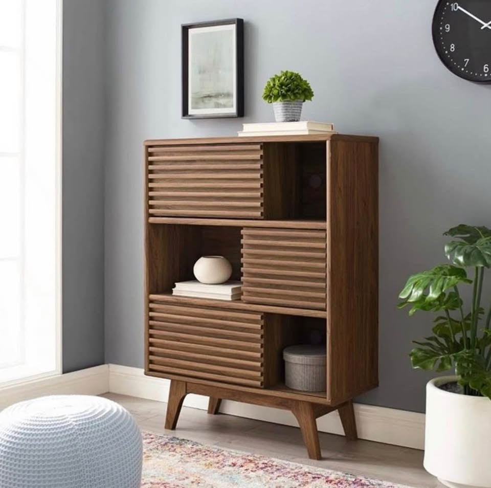 Modway Render Three-Tier Display Cabinet - Walnut - photo 3